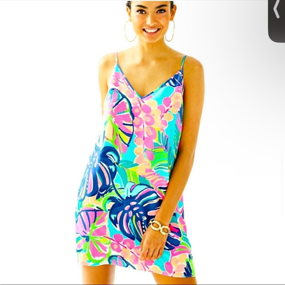 Lilly Pulitzer Lela silk slip dress in the Exotic Garden print